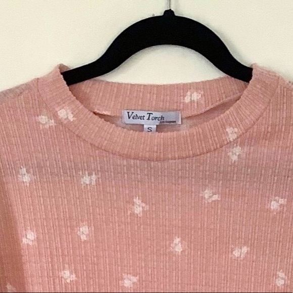 Velvet Torch Pink French Terry A-Line Long Sleeve Mini Dress Tiered Women Small - Picture 5 of 5